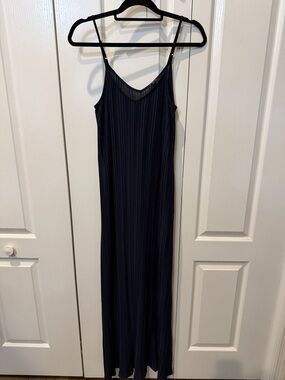 NawOT Express Navy Pleated Slip Maxi Dress Sz S